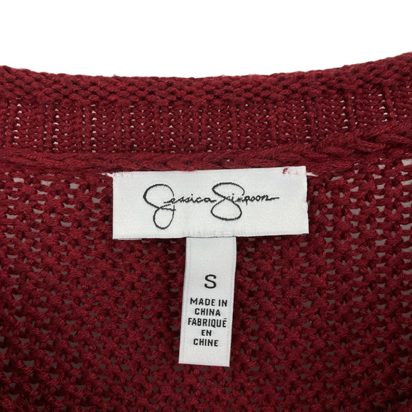 Jessica Simpson Sweater Womens Small Maroon Knit Long Sleeve Crew Neck Pullover - Picture 9 of 16